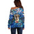 Saint Martin Off Shoulder Sweater Sea Turtle Tropical Pattern