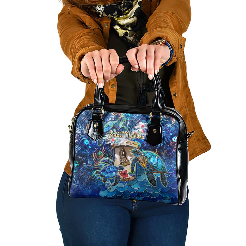 Saint Martin Shoulder Handbag Sea Turtle Tropical Pattern - Wonder Print Shop