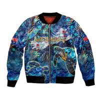 Saint Barthelemy Bomber Jacket Sea Turtle Tropical Pattern