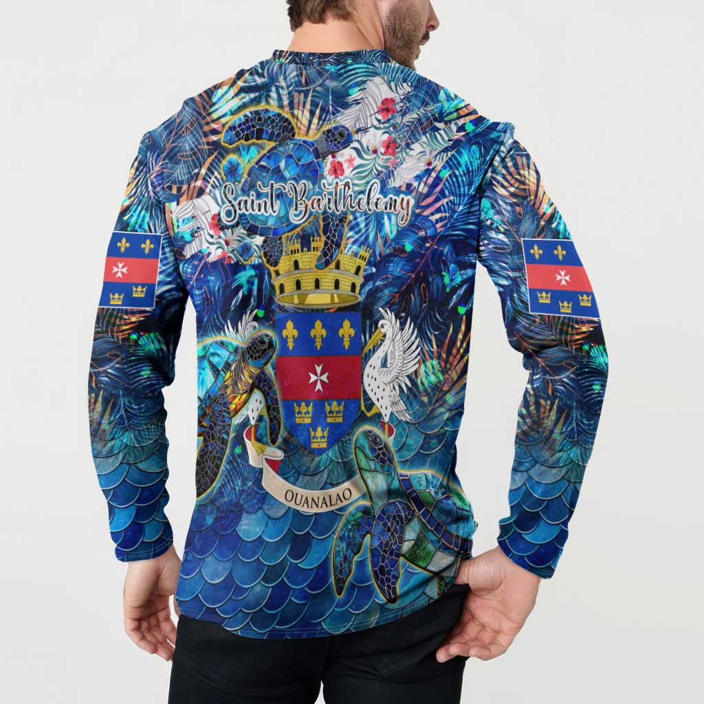 Saint Barthelemy Button Sweatshirt Sea Turtle Tropical Pattern