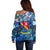 San Andres and Providencia Off Shoulder Sweater Sea Turtle Tropical Pattern