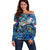 Saba Off Shoulder Sweater Sea Turtle Tropical Pattern