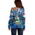 Saba Off Shoulder Sweater Sea Turtle Tropical Pattern