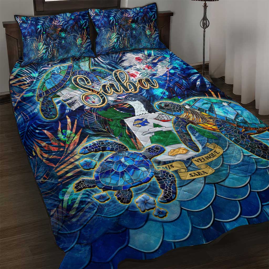 Saba Quilt Bed Set Sea Turtle Tropical Pattern - Wonder Print Shop