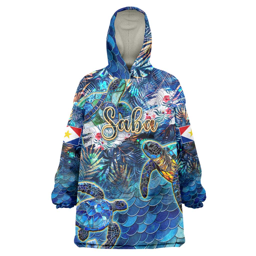 Saba Wearable Blanket Hoodie Sea Turtle Tropical Pattern