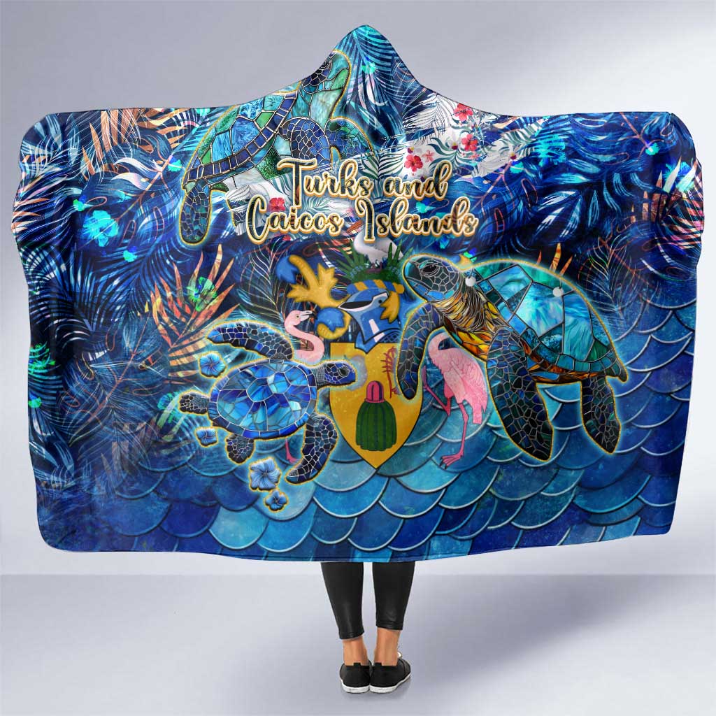 Turks and Caicos Islands Hooded Blanket Sea Turtle Tropical Pattern - Wonder Print Shop