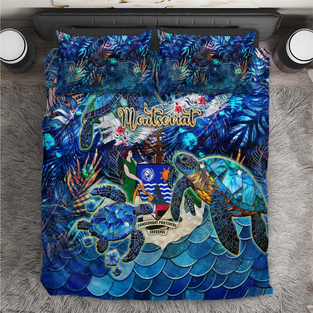 Blue sea turtle tropical bedding set with matching pillowcases and duvet cover