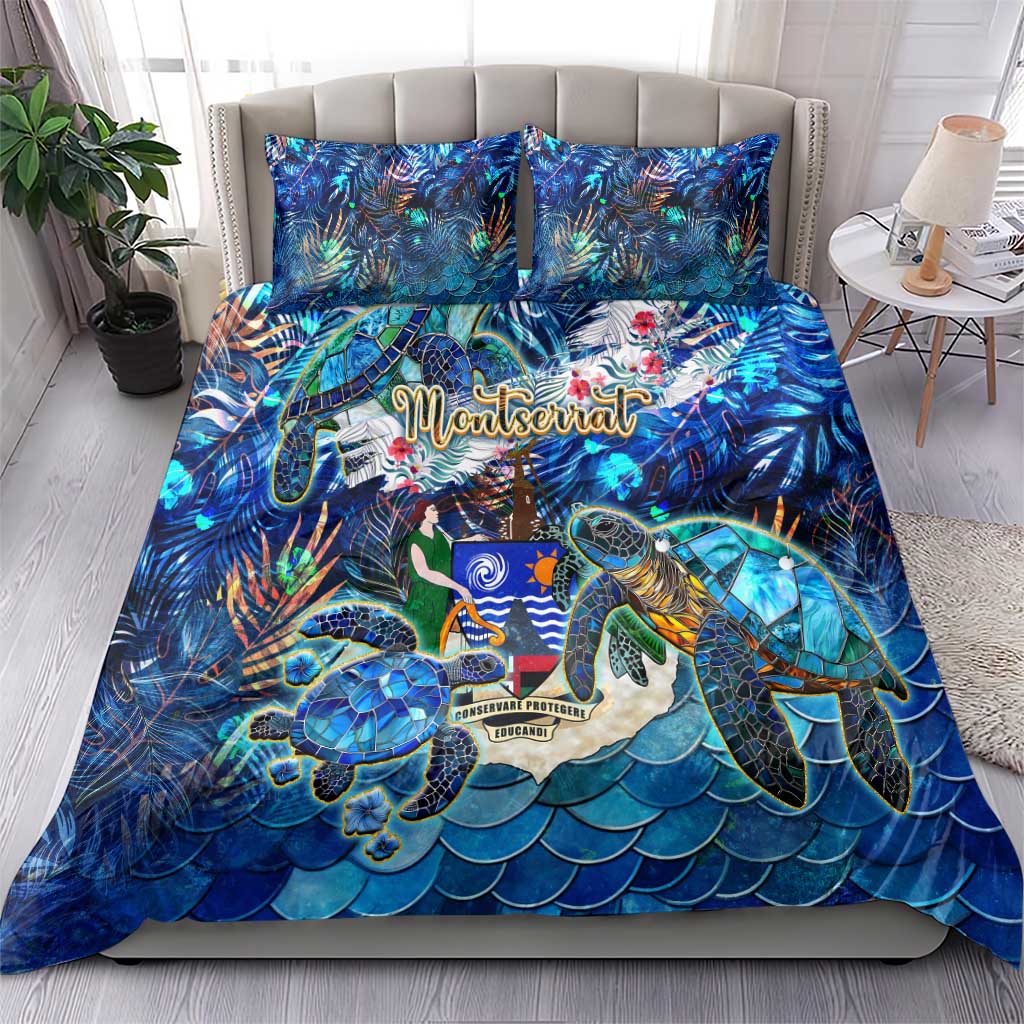 Blue sea turtle tropical duvet cover bedding set with two decorative pillowcases