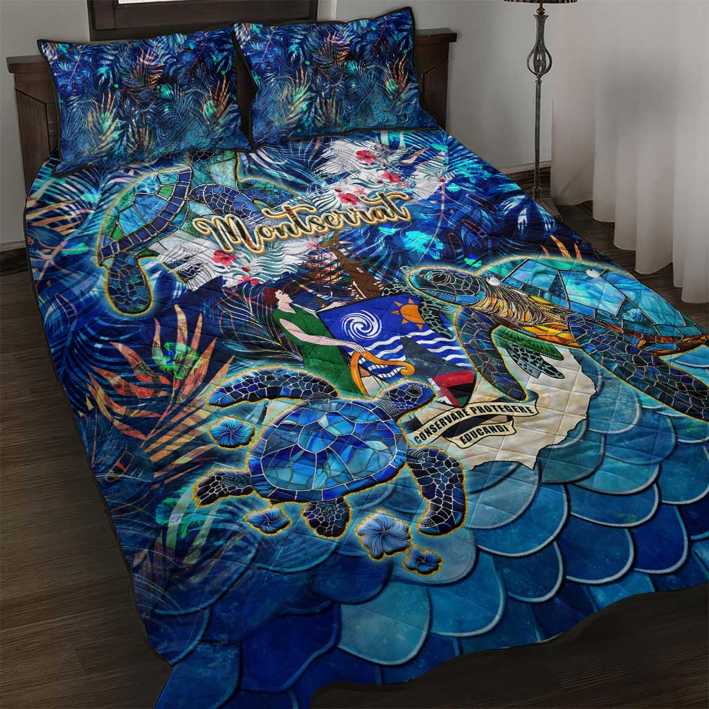 Montserrat Quilt Bed Set Sea Turtle Tropical Pattern - Wonder Print Shop