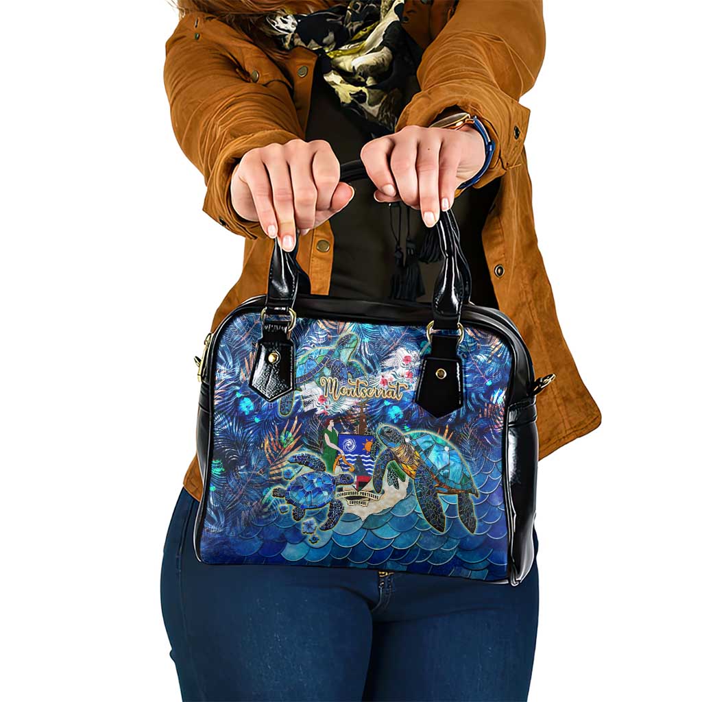 Montserrat Shoulder Handbag Sea Turtle Tropical Pattern - Wonder Print Shop