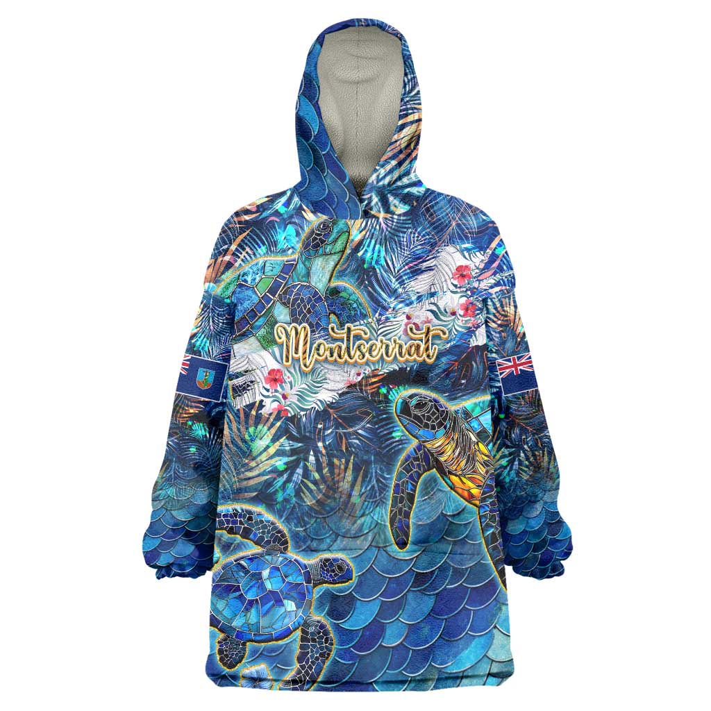 Montserrat Wearable Blanket Hoodie Sea Turtle Tropical Pattern