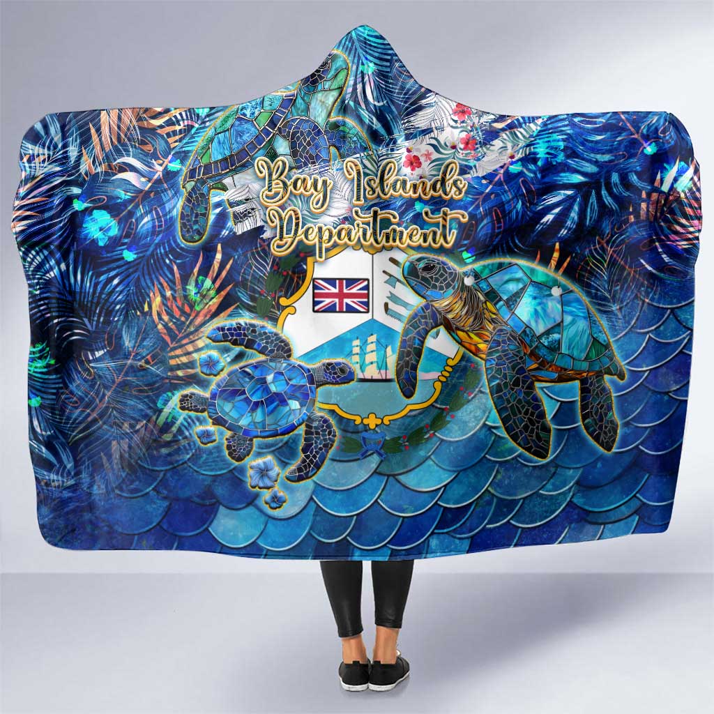 Bay Islands Department Hooded Blanket Sea Turtle Tropical Pattern - Wonder Print Shop