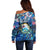 Bay Islands Department Off Shoulder Sweater Sea Turtle Tropical Pattern