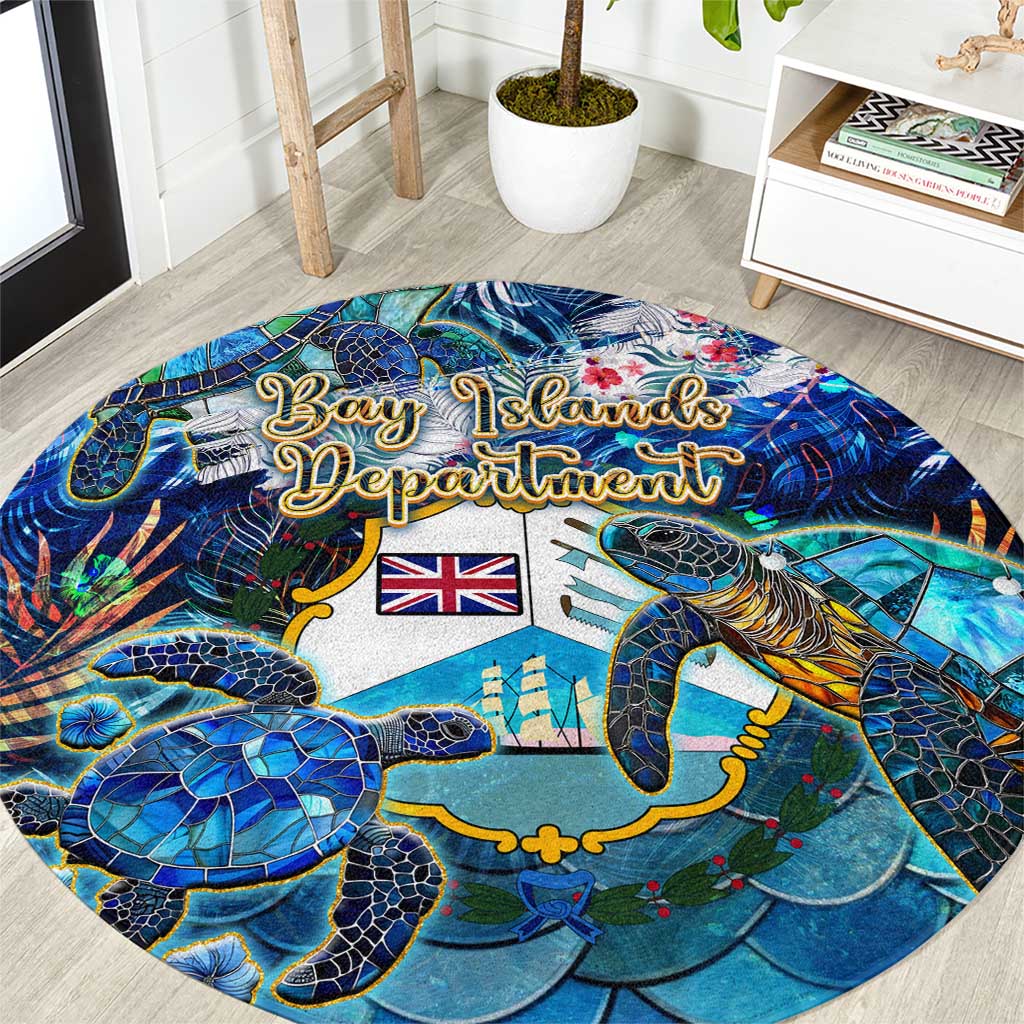 Bay Islands Department Round Carpet Sea Turtle Tropical Pattern - Wonder Print Shop