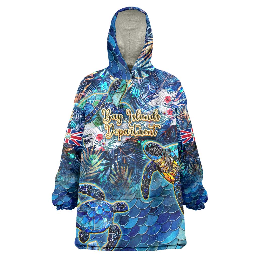 Bay Islands Department Wearable Blanket Hoodie Sea Turtle Tropical Pattern