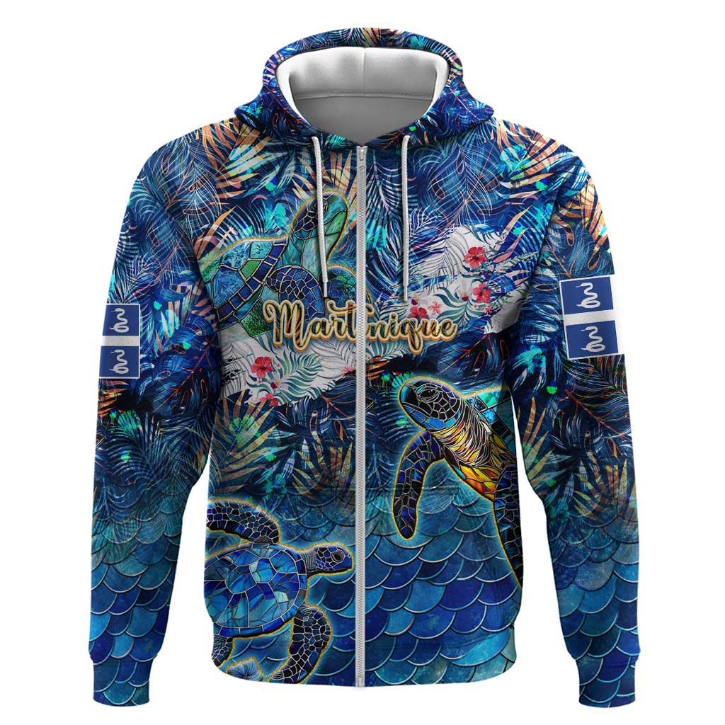 Martinique Zip Hoodie Sea Turtle Tropical Pattern - Wonder Print Shop