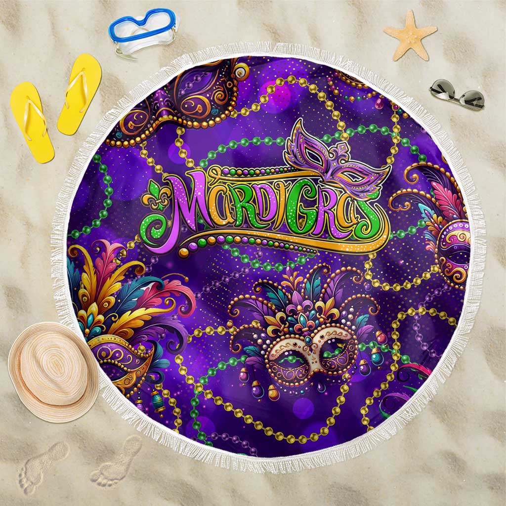 Mardi Gras Beach Blanket Mask Glitter Art