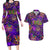 Mardi Gras Couples Matching Long Sleeve Bodycon Dress and Hawaiian Shirt Mask Glitter Art