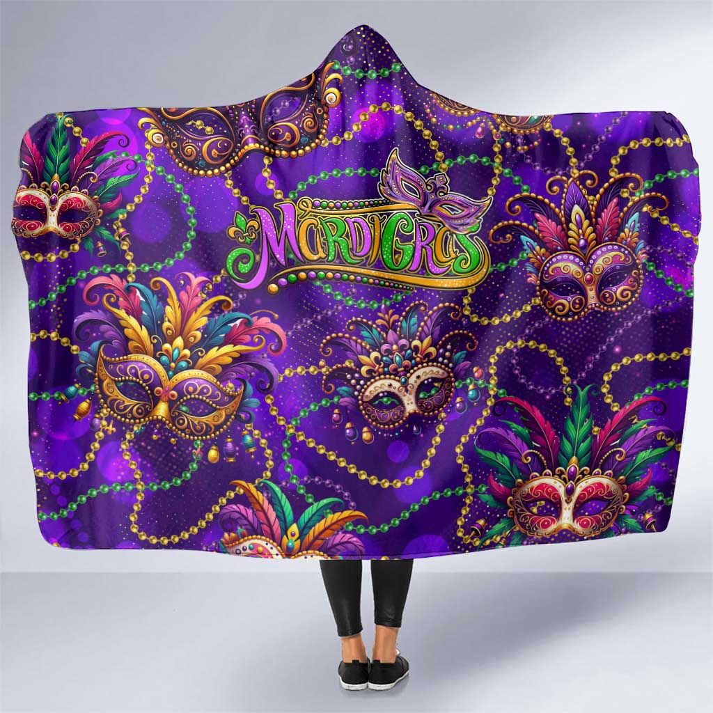 Mardi Gras Hooded Blanket Mask Glitter Art - Wonder Print Shop