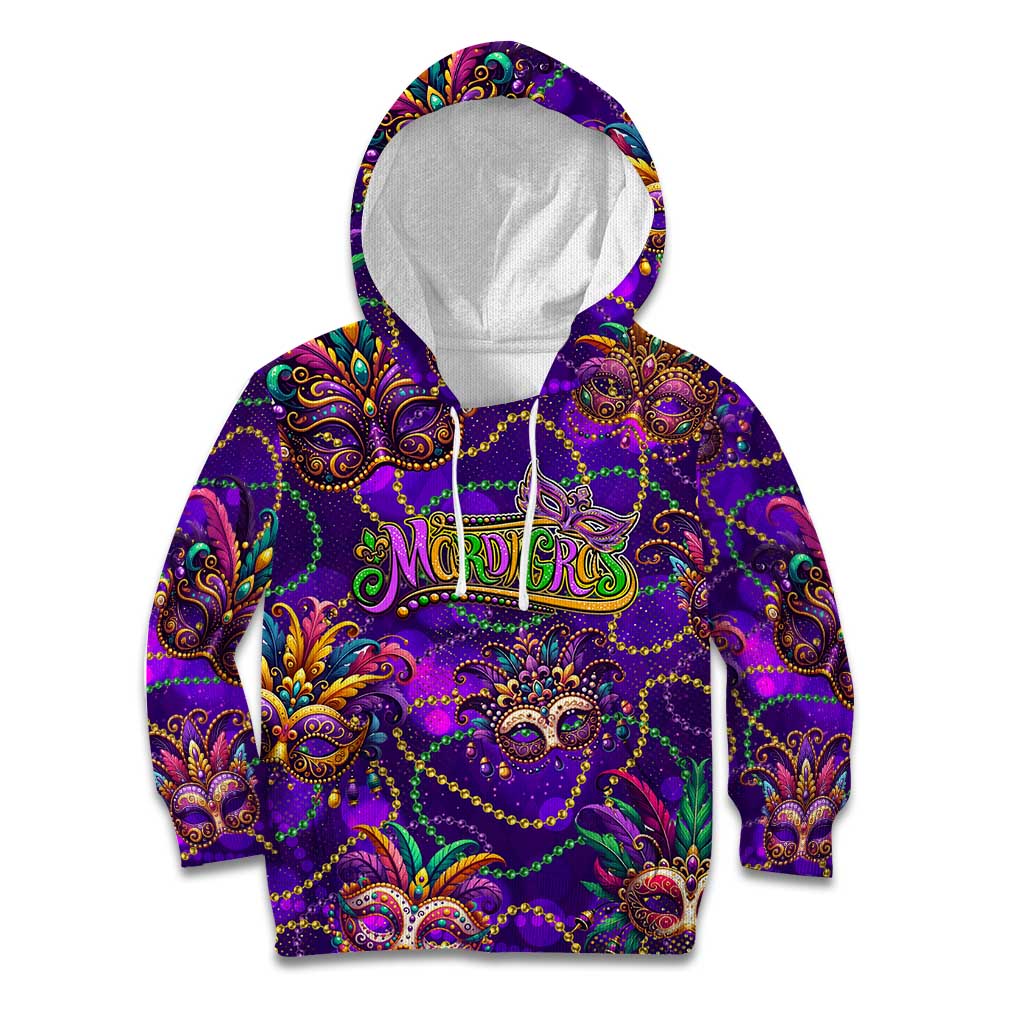 Mardi Gras Kid Hoodie Mask Glitter Art - Wonder Print Shop