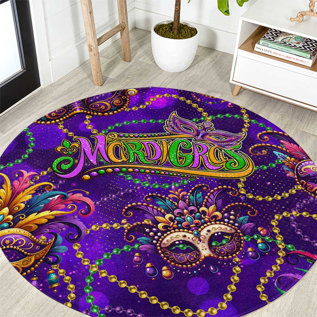 Mardi Gras Round Carpet Mask Glitter Art - Wonder Print Shop