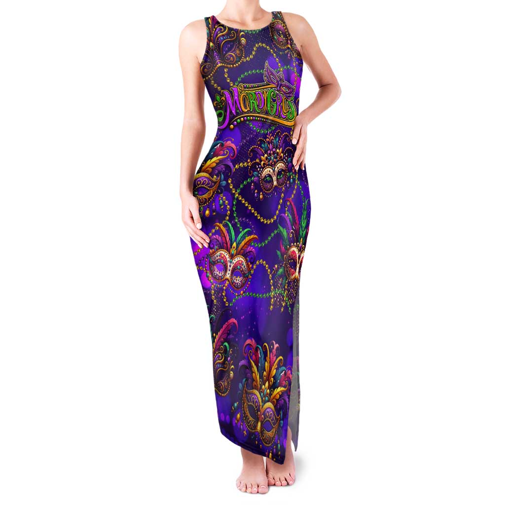 Mardi Gras Tank Maxi Dress Mask Glitter Art - Wonder Print Shop