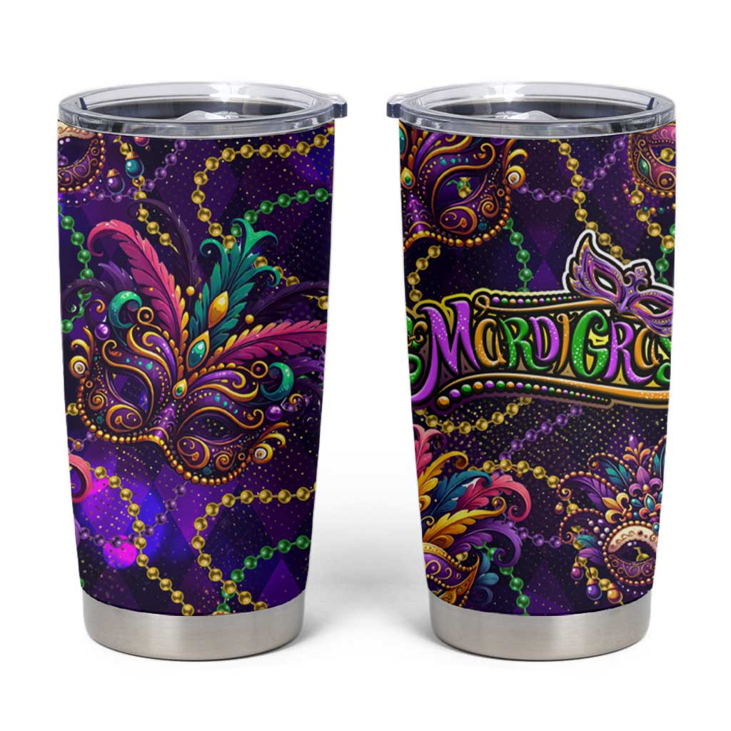 Mardi Gras Tumbler Cup Mask Glitter Art