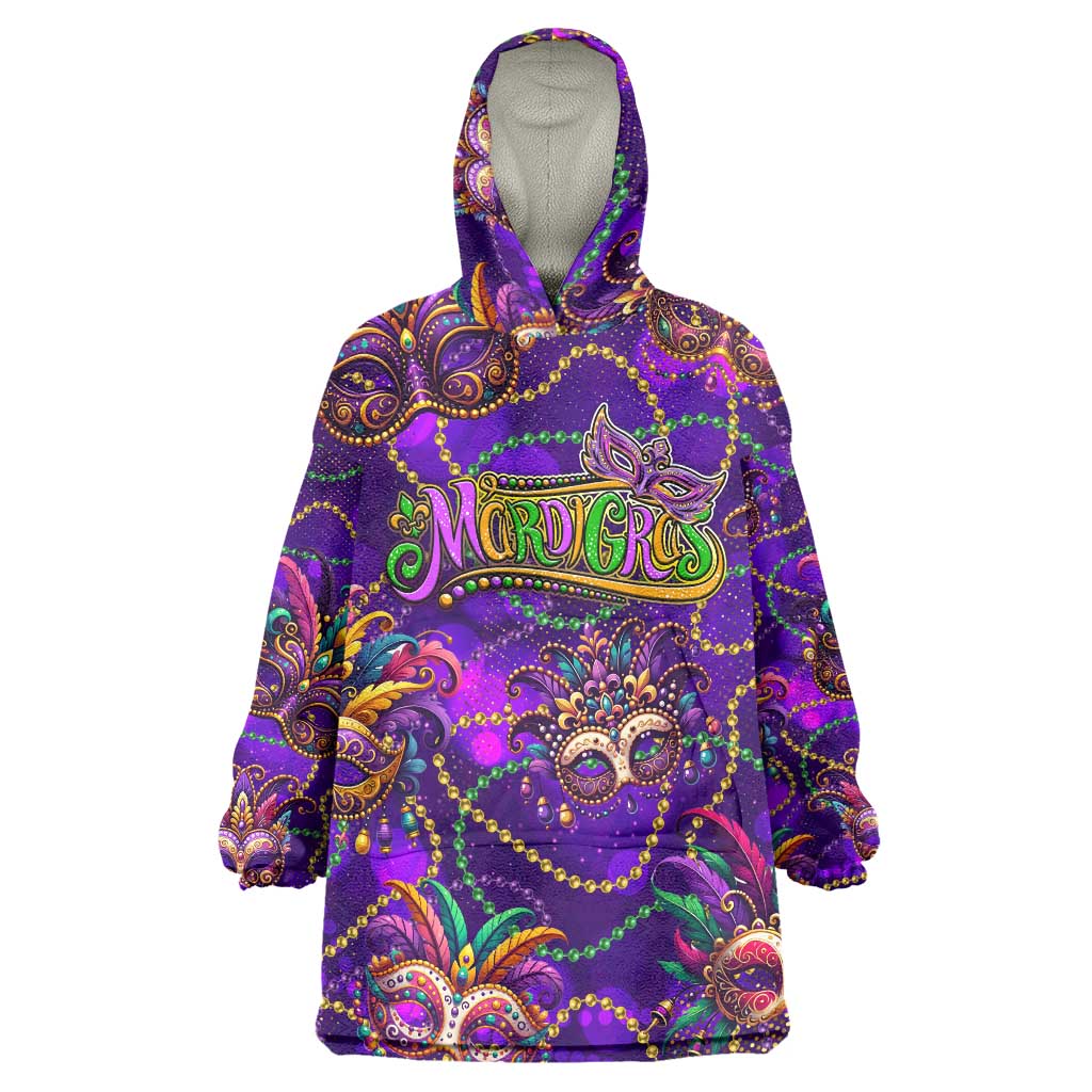 Mardi Gras Wearable Blanket Hoodie Mask Glitter Art