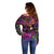 Happy Mardi Gras Off Shoulder Sweater Mask Feather Colorfull