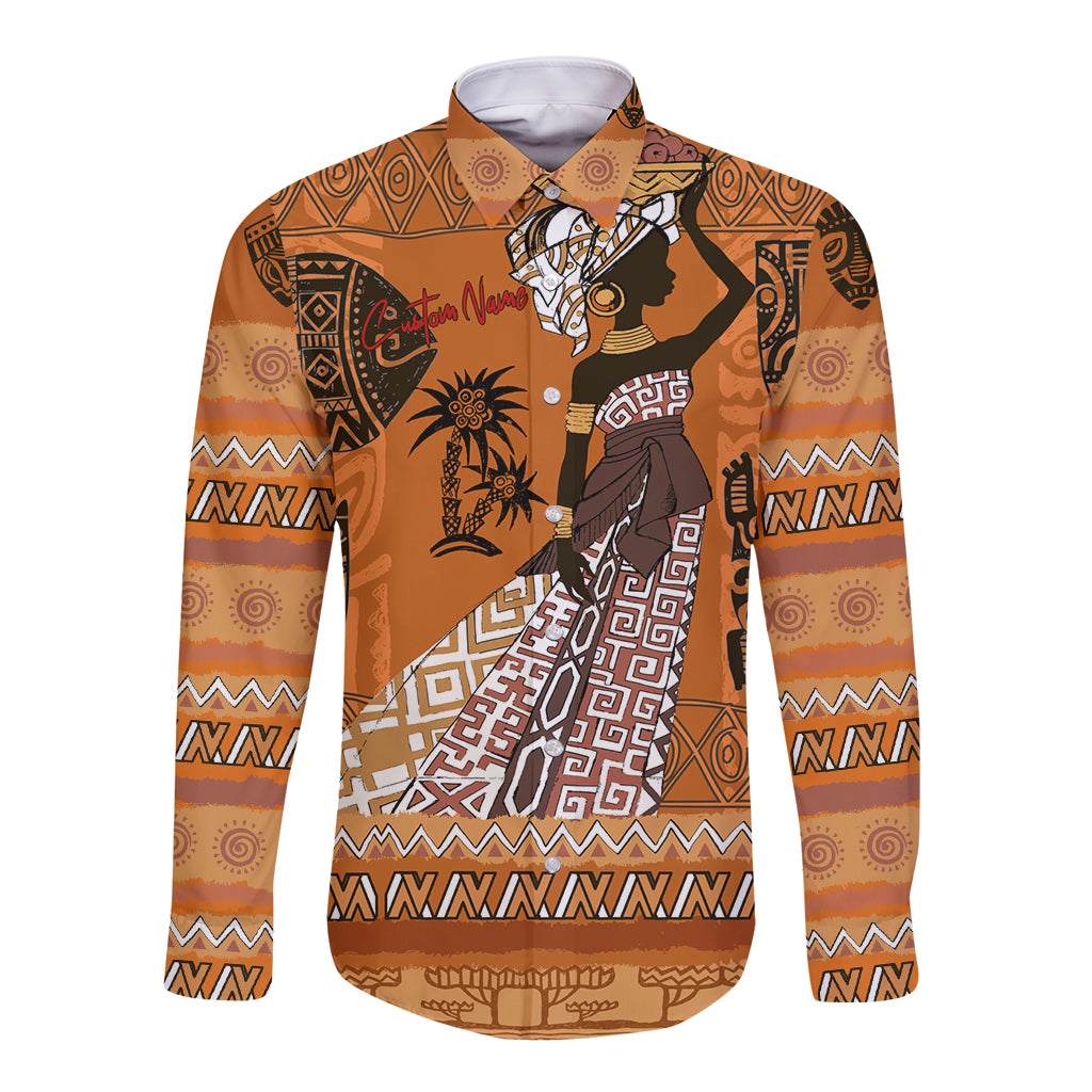 Personalized Beautiful Woman African Long Sleeve Button Shirt - Wonder Print Shop