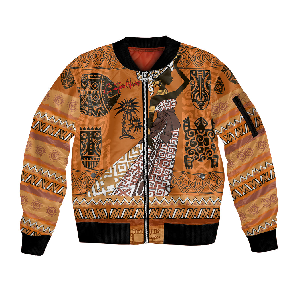 Personalized Beautiful Woman African Sleeve Zip Bomber Jacket - Wonder Print Shop