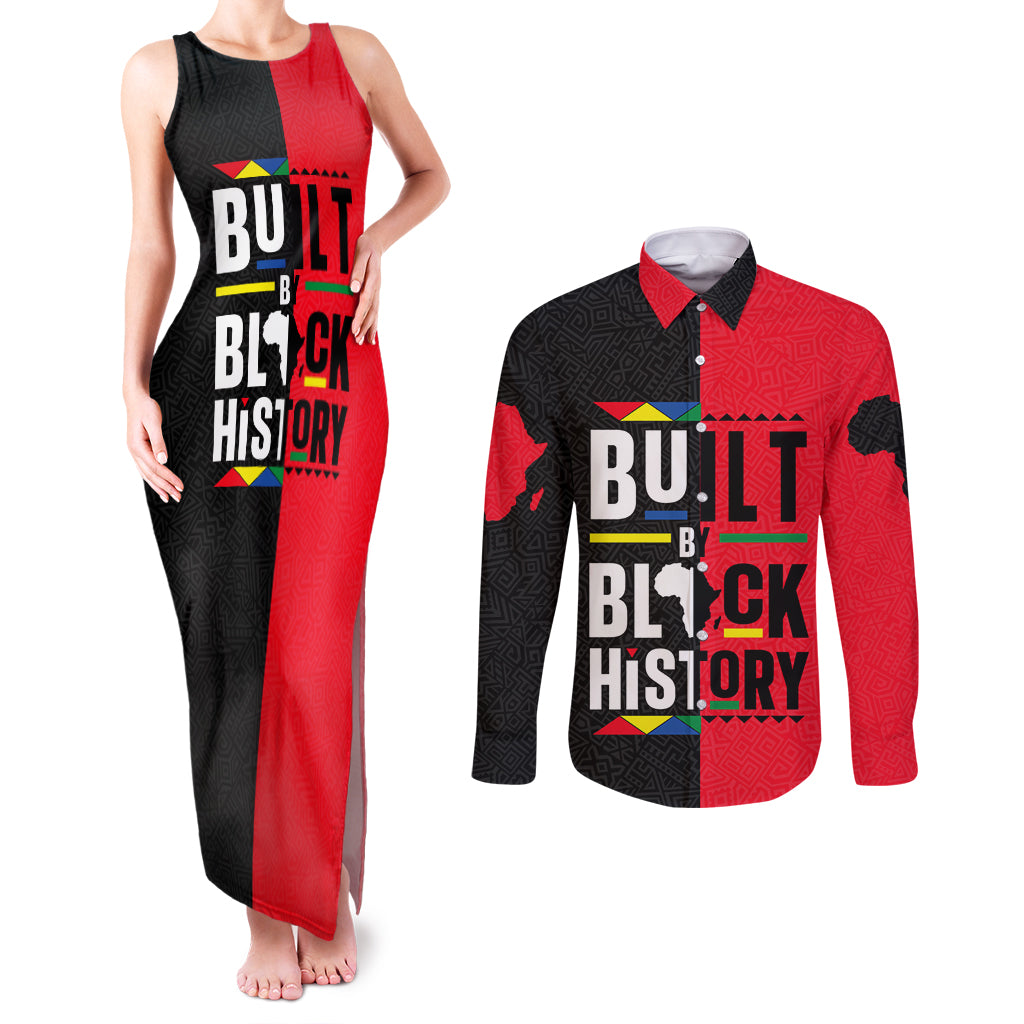 Built By Black History Couples Matching Tank Maxi Dress and Long Sleeve Button Shirt - Wonder Print Shop