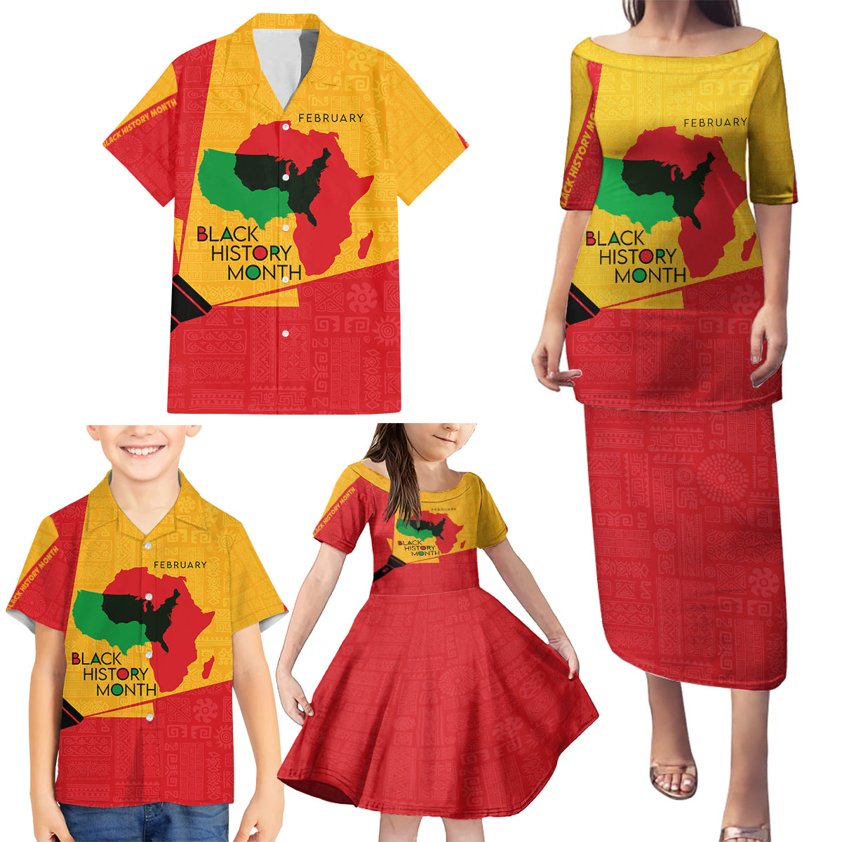 Black History Month Family Matching Puletasi and Hawaiian Shirt African February - Wonder Print Shop