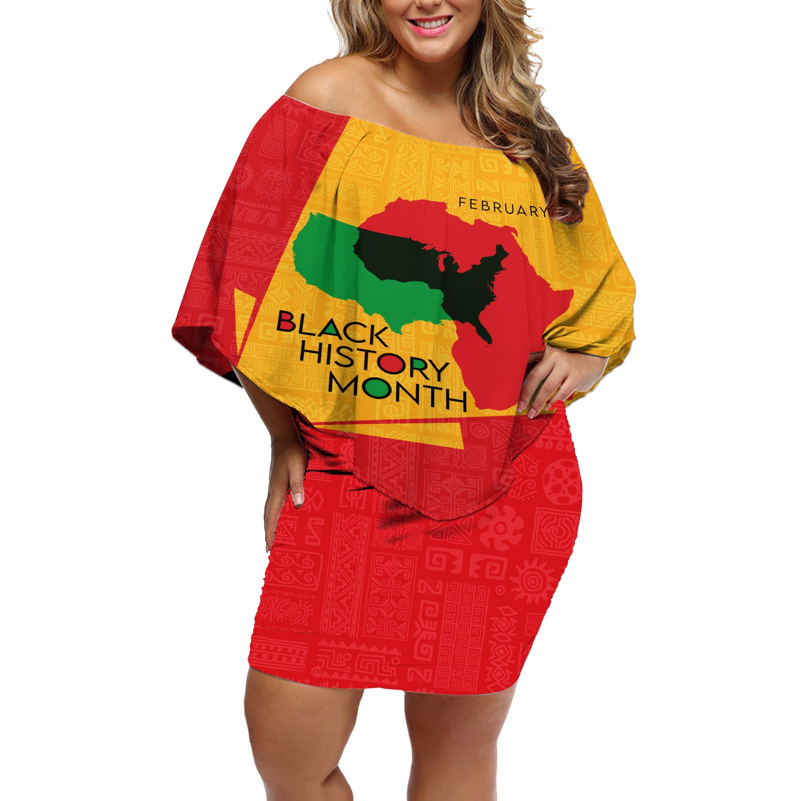 Black History Month Off Shoulder Short Dress African February - Wonder Print Shop