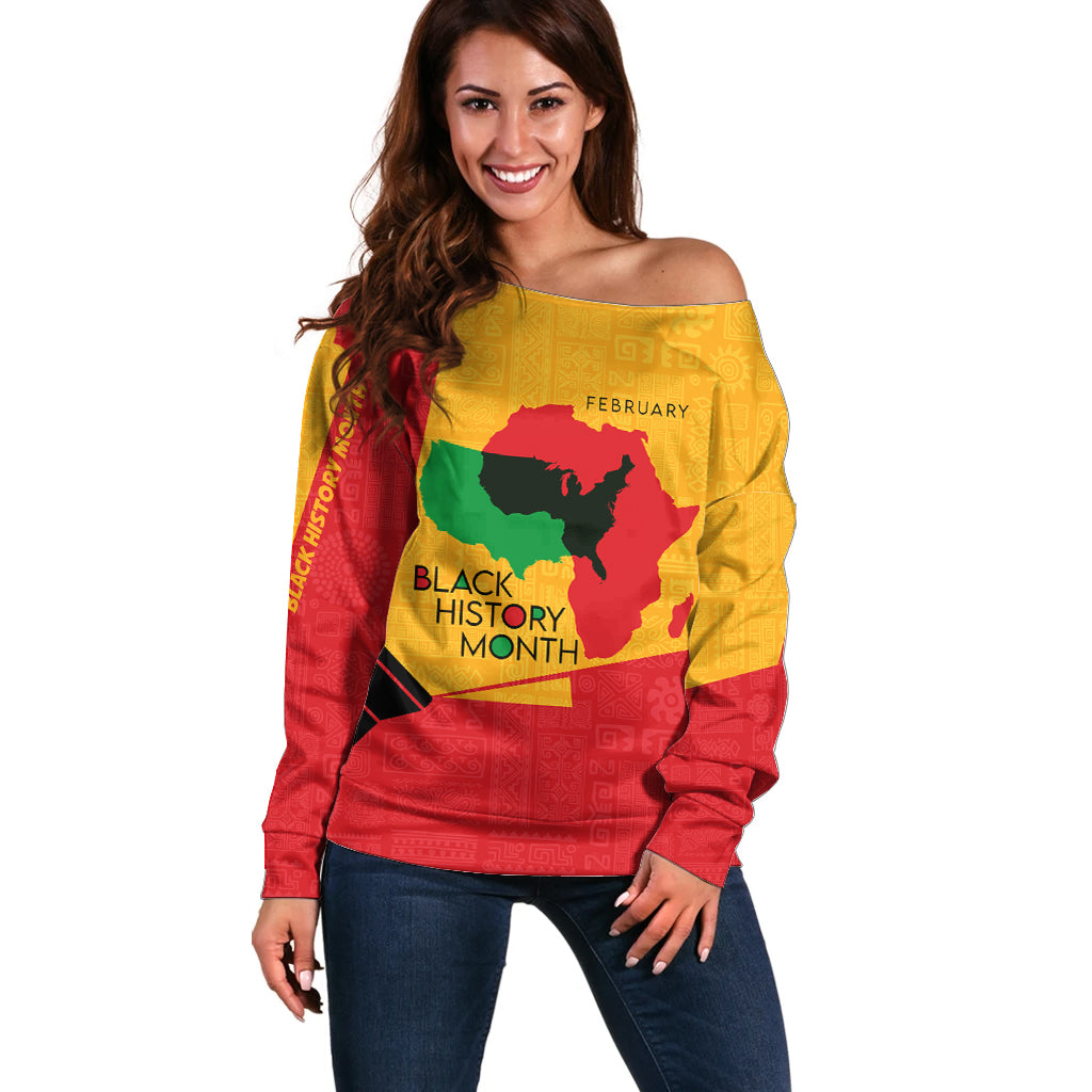 Black History Month Off Shoulder Sweater African February - Wonder Print Shop