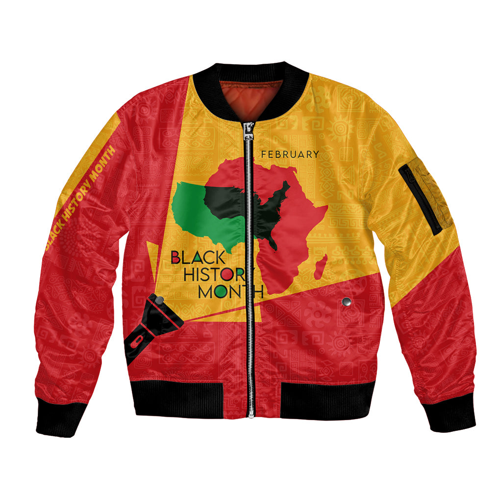 Black History Month Sleeve Zip Bomber Jacket African February - Wonder Print Shop