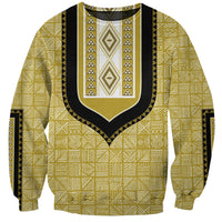 Yellow dashiki sweatshirt with black trim and geometric pattern panels