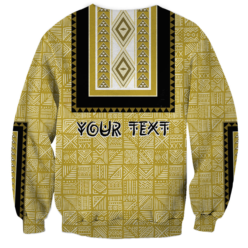 Yellow dashiki sweatshirt with central panel and "YOUR TEXT" graphic
