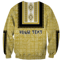Yellow dashiki sweatshirt with central panel and "YOUR TEXT" graphic