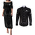 New Zealand Couples Matching Puletasi Dress and Long Sleeve Button Shirt Rugby 2023 Champions Black - Wonder Print Shop