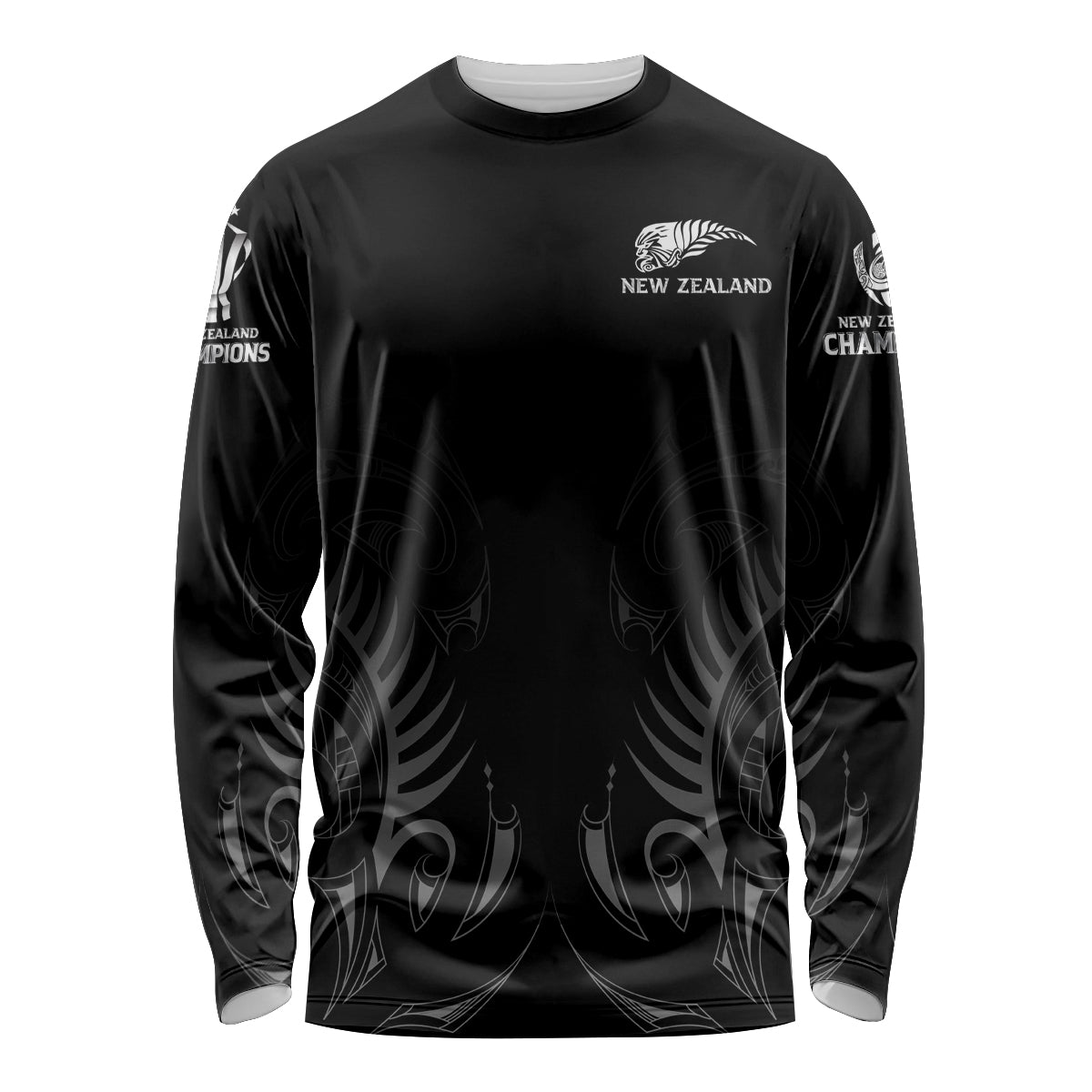 New Zealand Long Sleeve Shirt Rugby 2023 Champions Black - Wonder Print Shop