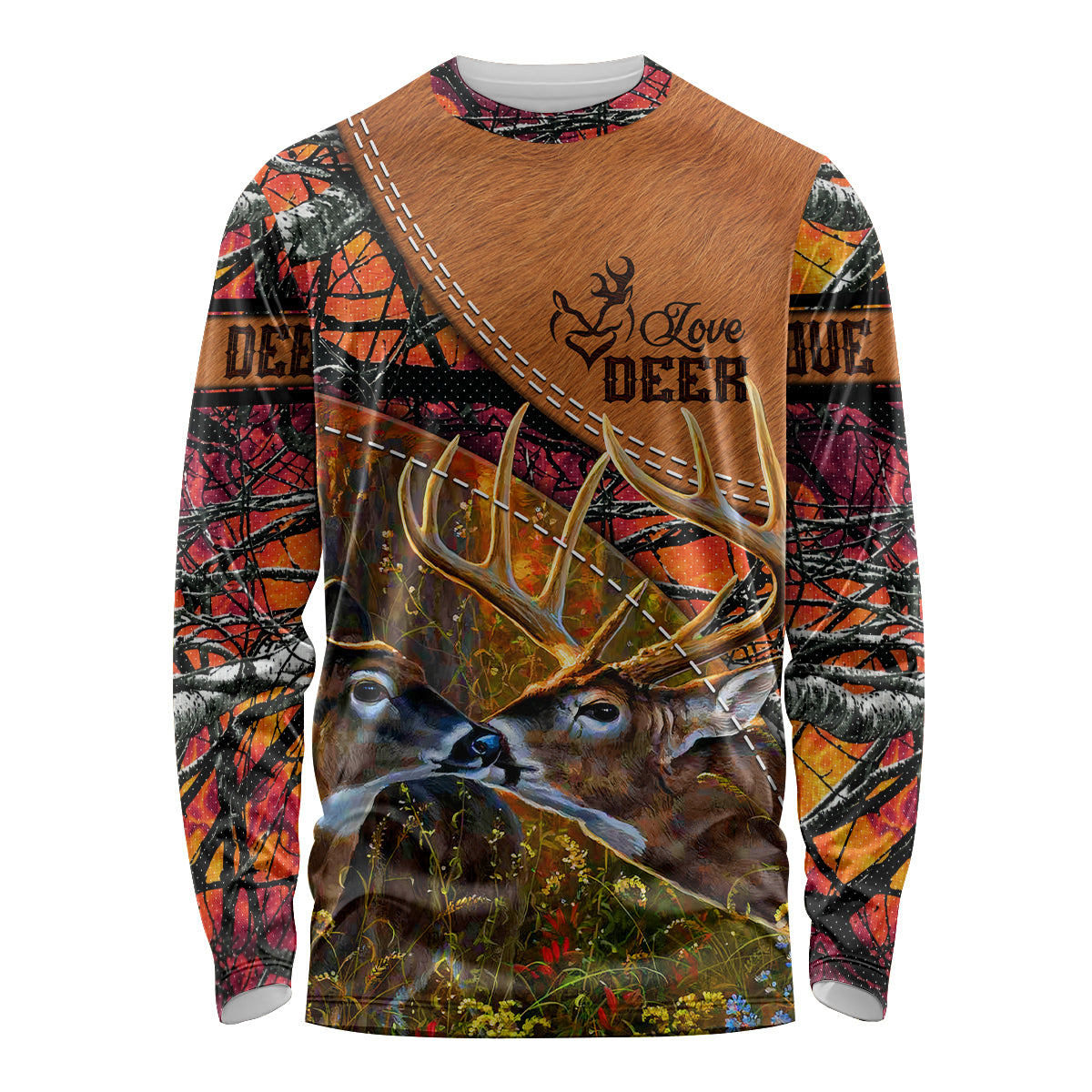 Love Deer Long Sleeve Shirt Deer Hunting Realtree Fire - Wonder Print Shop