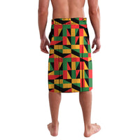 Personalized lavalava sarong with red, green, yellow geometric blocks