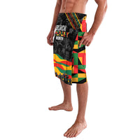 Personalized black lavalava sarong with Black History Month text and portraits