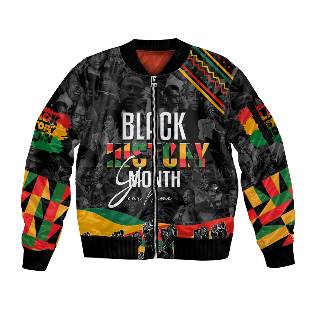 Personalized Black History Month Sleeve Zip Bomber Jacket - Wonder Print Shop