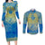 Personalized Mandala Egyptian Pharaoh Couples Matching Long Sleeve Bodycon Dress and Long Sleeve Button Shirt Eye of Horus Blue - Wonder Print Shop