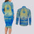 Personalized Mandala Egyptian Pharaoh Couples Matching Long Sleeve Bodycon Dress and Long Sleeve Button Shirt Eye of Horus Blue - Wonder Print Shop