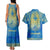 Personalized Mandala Egyptian Pharaoh Couples Matching Tank Maxi Dress and Hawaiian Shirt Eye of Horus Blue - Wonder Print Shop