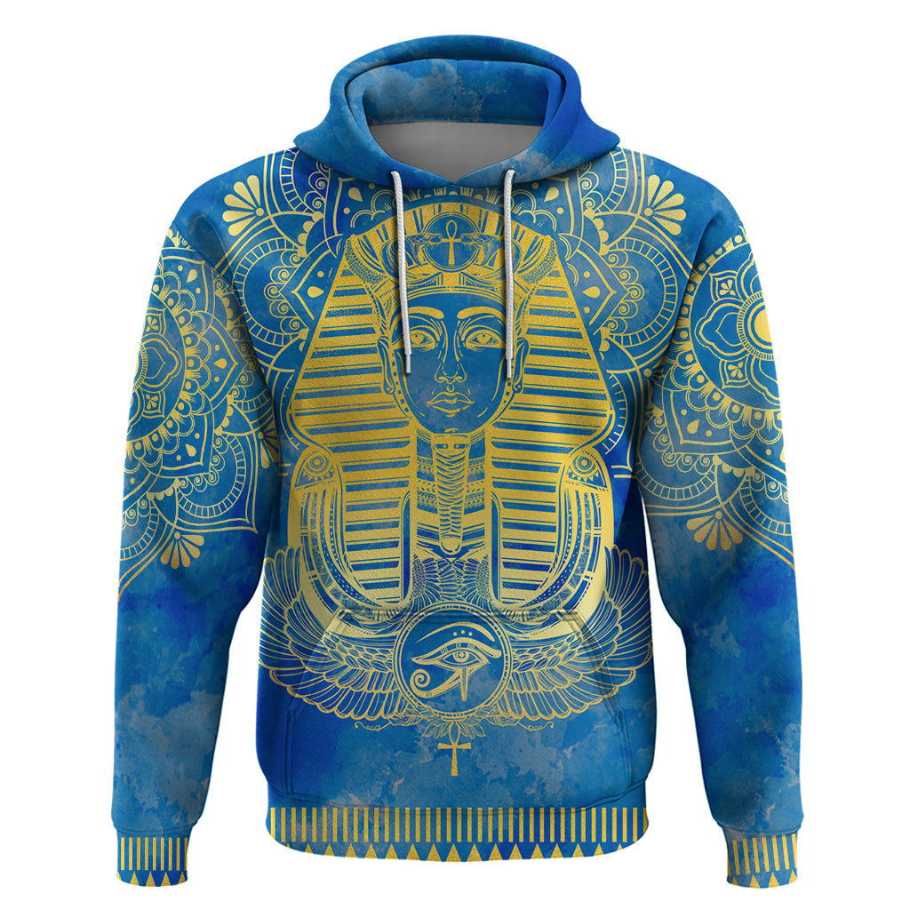 Personalized Mandala Egyptian Pharaoh Hoodie Eye of Horus Blue - Wonder Print Shop