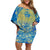 Personalized Mandala Egyptian Pharaoh Off Shoulder Short Dress Eye of Horus Blue - Wonder Print Shop